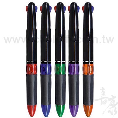 高品質三色膠套黑管原子筆