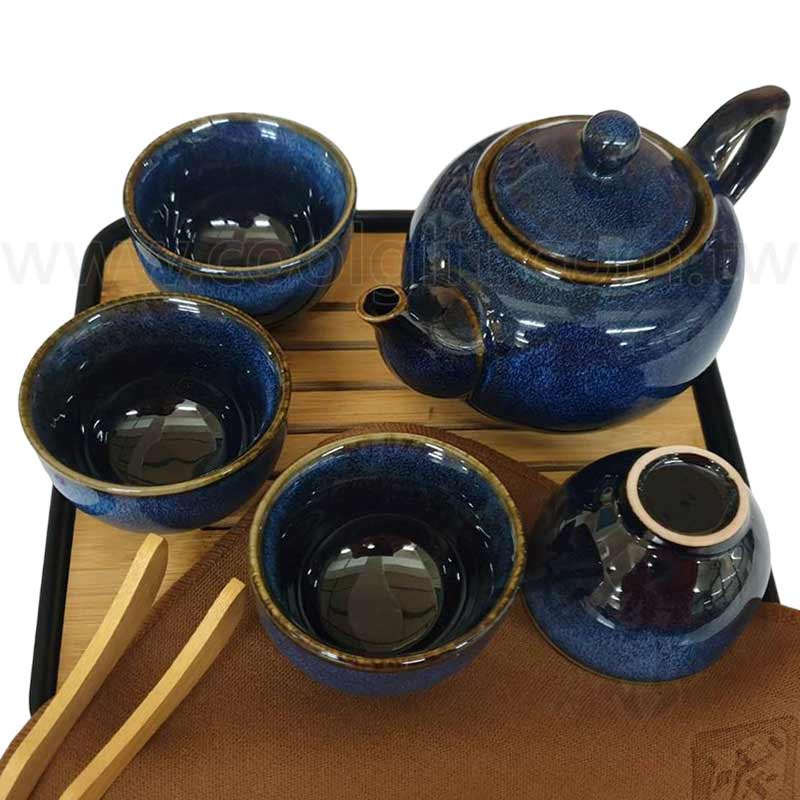 藍釉旅行茶具組