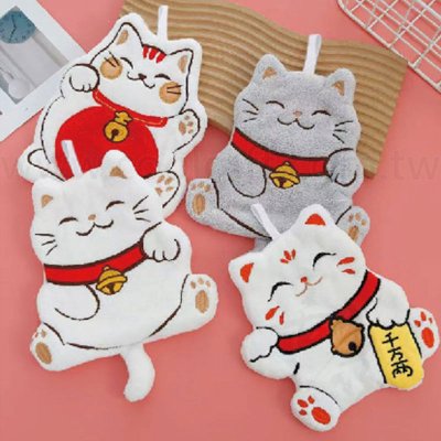 招財貓造型擦手巾