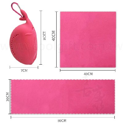 涼感運動毛巾有方形與長方形可選搭配鯨魚造型矽膠套