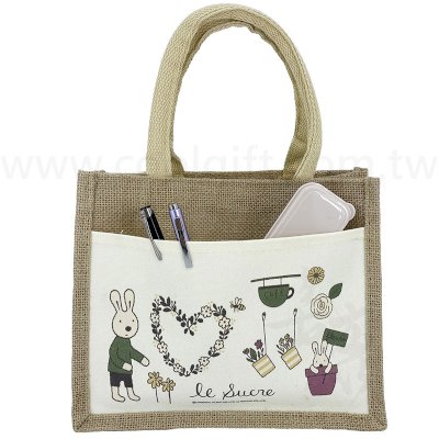 法國兔棉麻雙層手提袋
