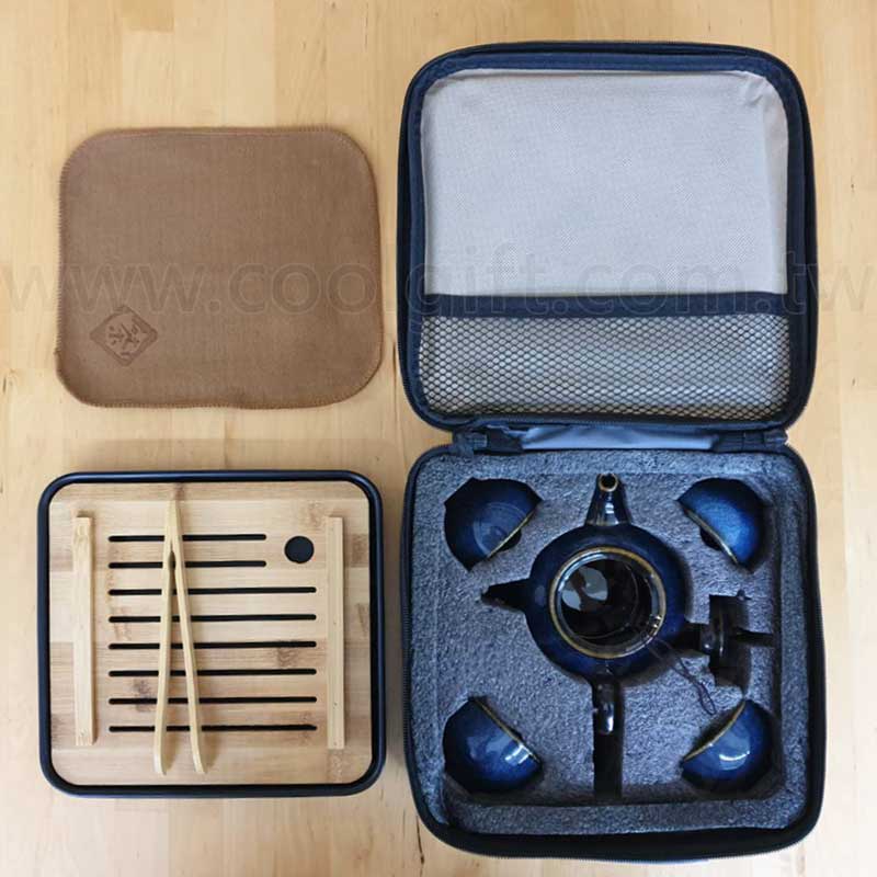 藍釉旅行茶具組
