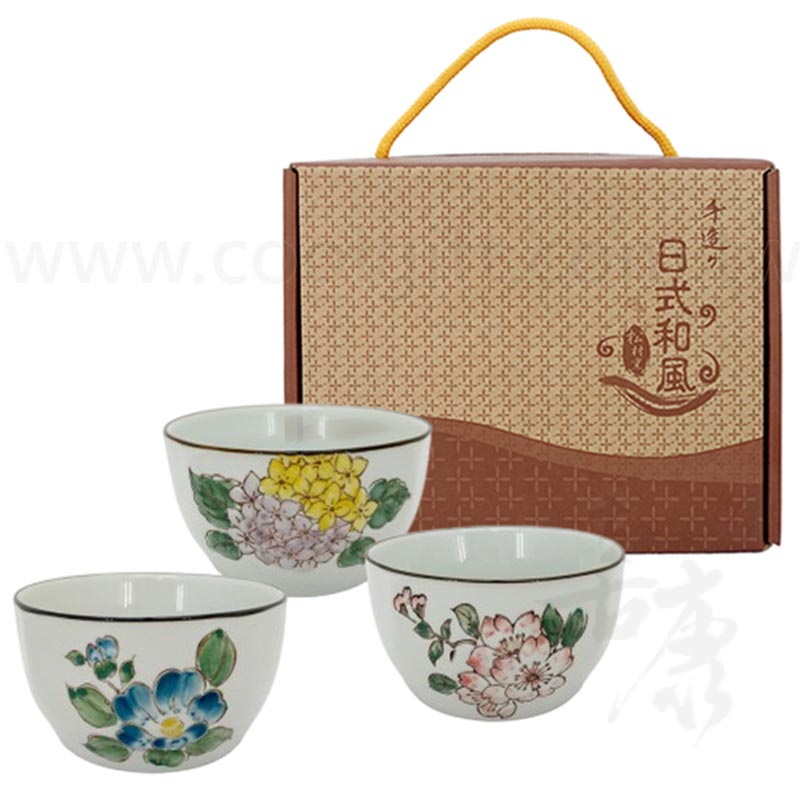 松村窯四季方口3碗組
