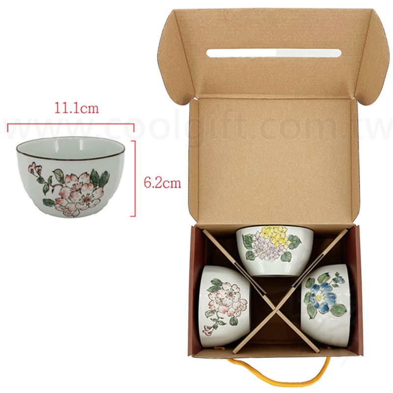 松村窯四季方口3碗組